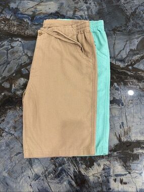2-pack Mojito Collection Men's Linen Shorts in Khaki and Mint XL